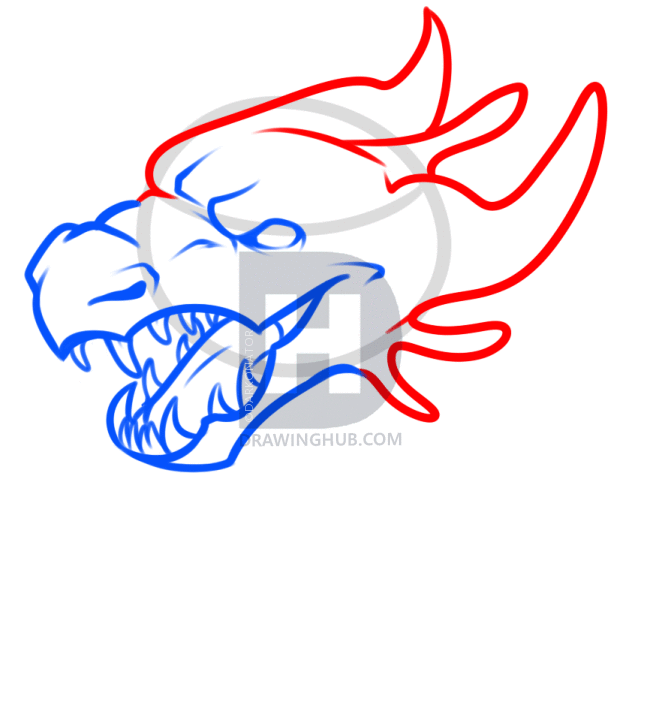 650x720 How To Draw A Simple Dragon Head, Step