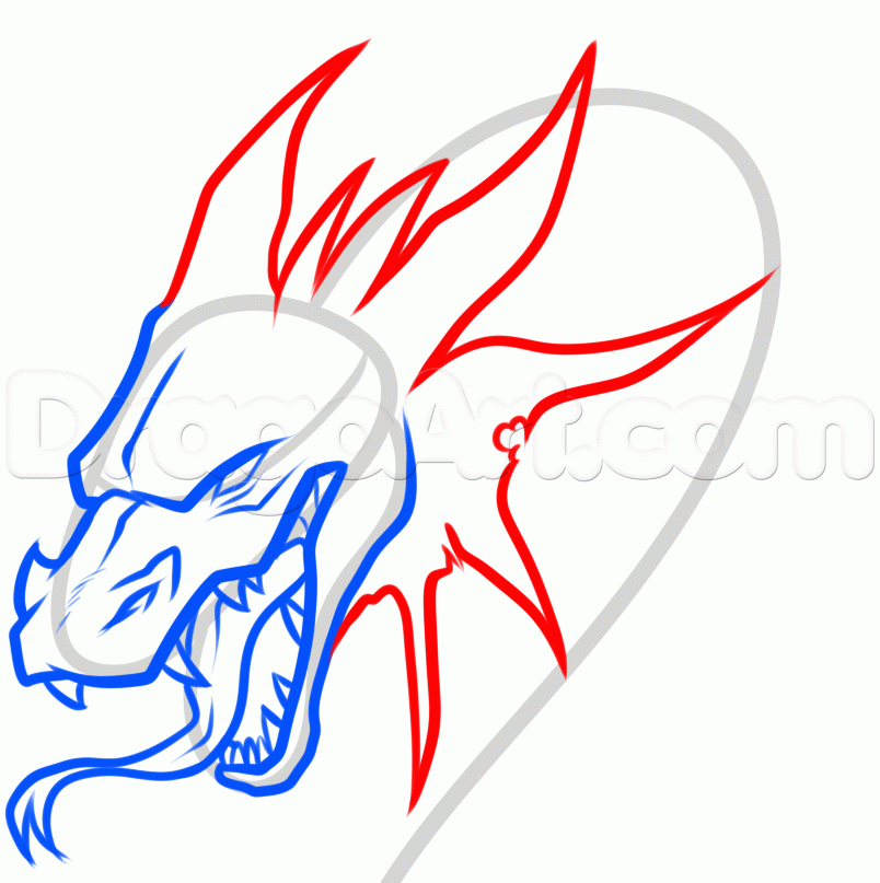 804x807 How To Draw A Dragon Head, Step