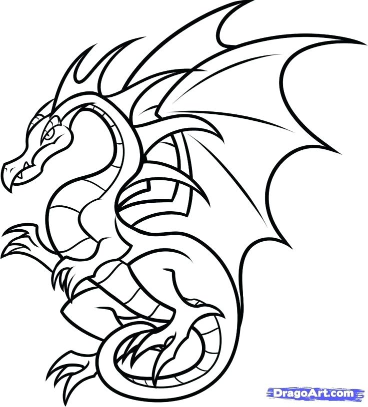 736x815 Simple Dragon Drawing Simple Dragon Outline Simple Dragon Drawing