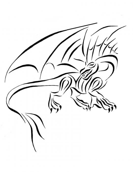 540x700 Medievil Dragon Tribal Line