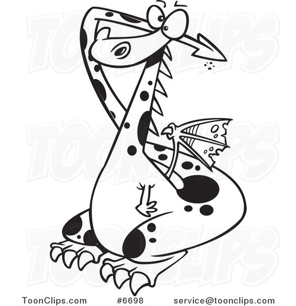 581x600 cartoon black and white line drawing of a dragon covering his ears