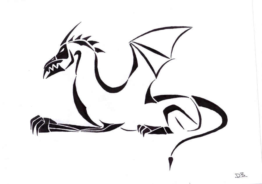900x634 Dragon Outline Tribal
