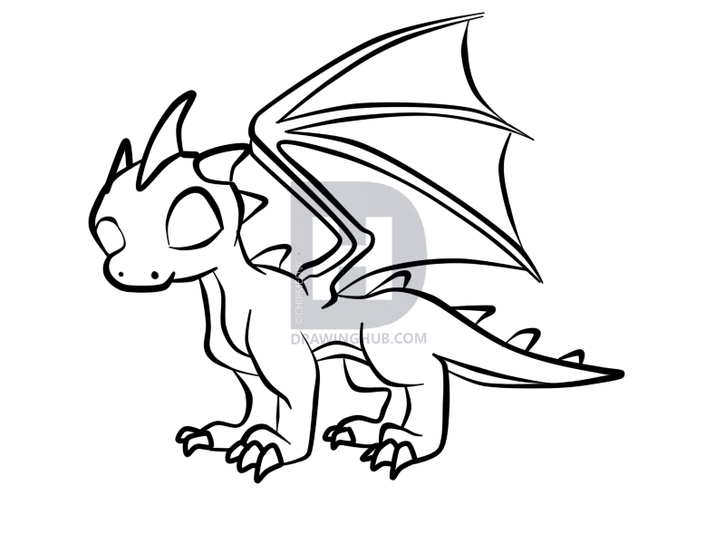 800x600 How To Draw A Baby Dragon, Step