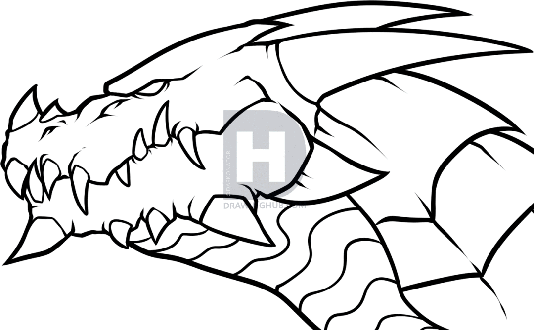1080x668 How To Draw A Dragon Head, Step