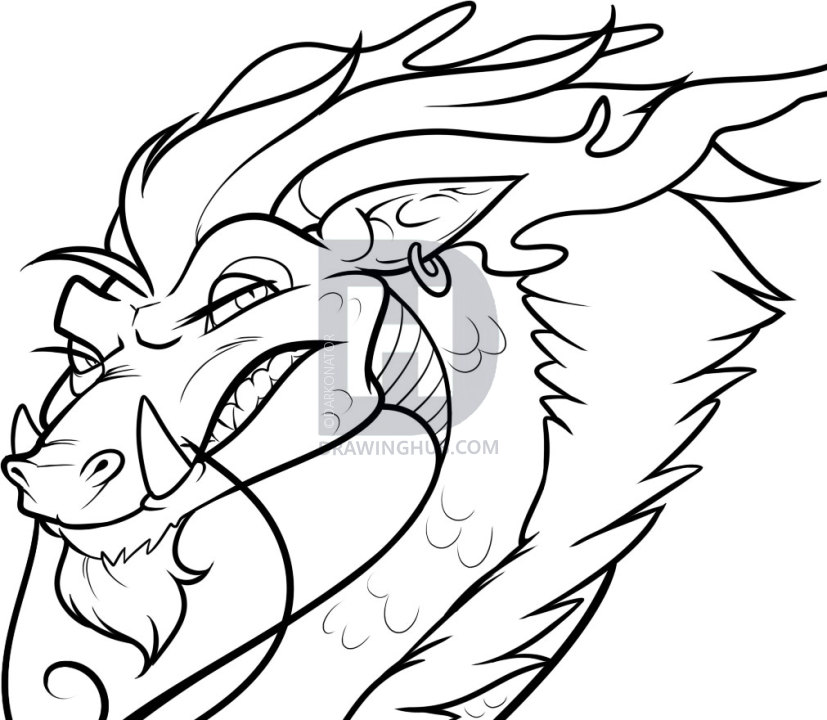 827x720 How To Draw An Eastern Dragon, Step