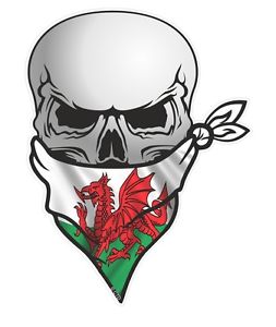 253x300 skull with face bandana welsh dragon wales cymru flag vinyl car