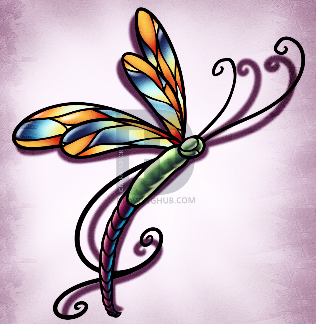 1016x1042 How To Draw A Dragonfly Tattoo, Step