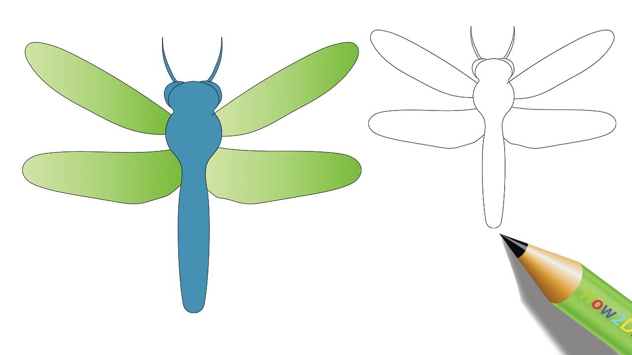 1280x720 How To Draw A Dragonfly Easy Step
