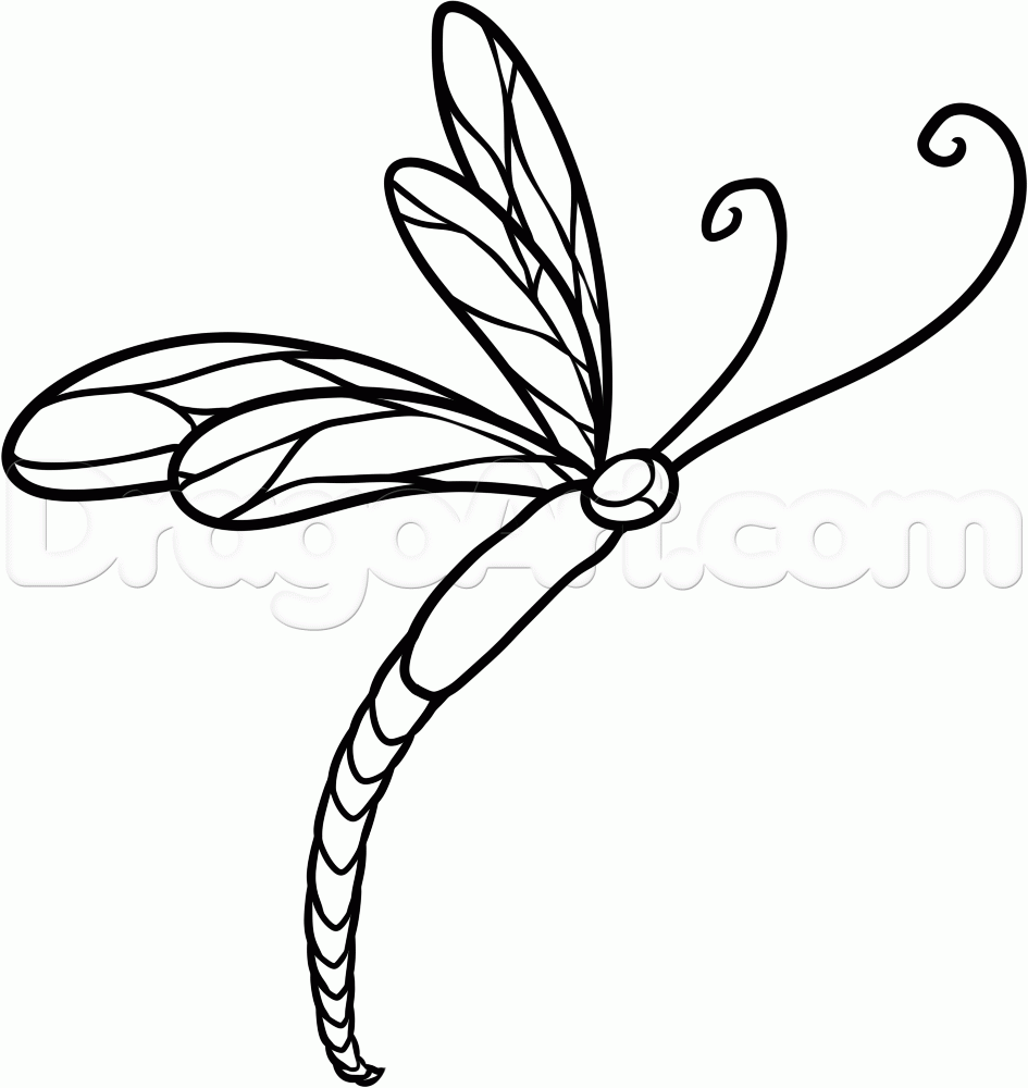 945x1000 How To Draw A Dragonfly Tattoo, Step