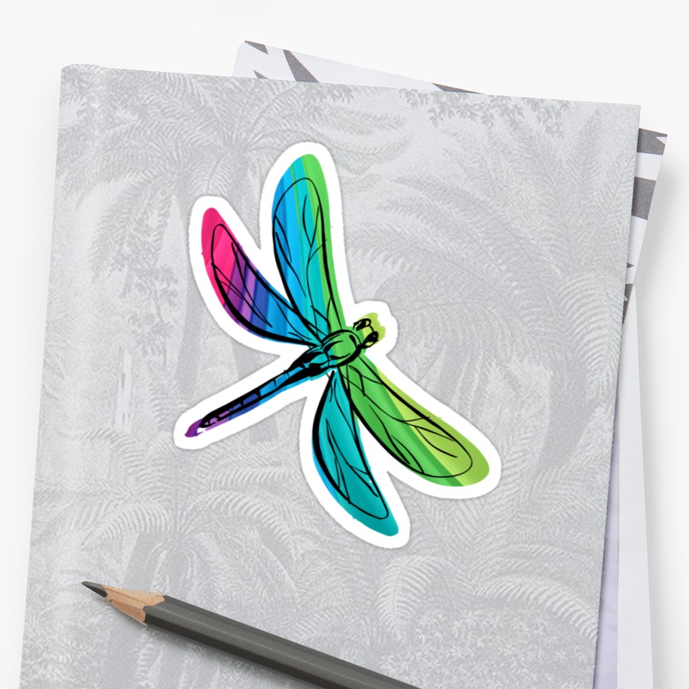 1000x1000 Rainbow Dragonfly Sticker