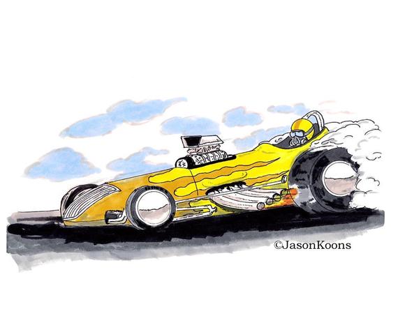 570x456 Items Similar To Dragster Drawing Print, Racing Art