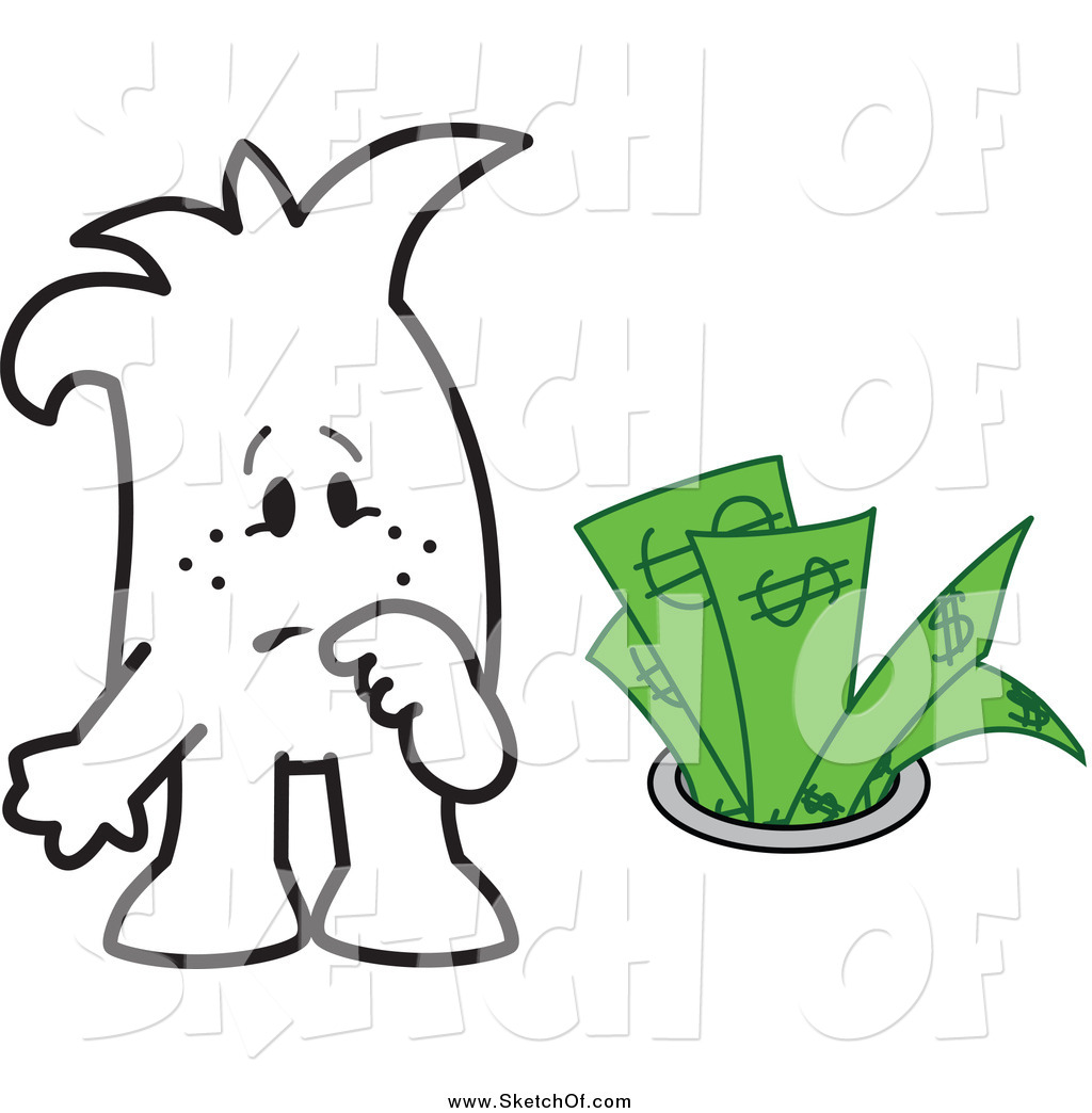 1024x1044 Drawing Of A Sketched Squiggle Guy Watching Money Going Down