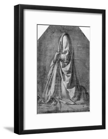 350x450 drapery study for a kneeling figure seen in three quarter profile