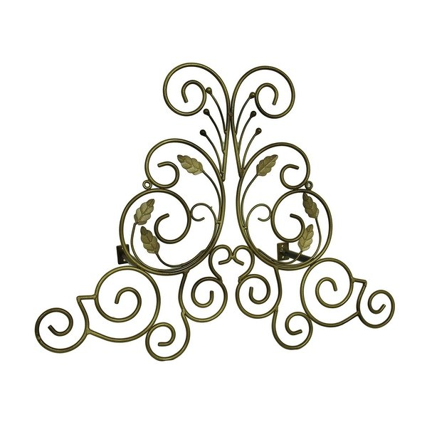 600x600 shop bronze finish leaf scroll metal drapery crownwall plaque