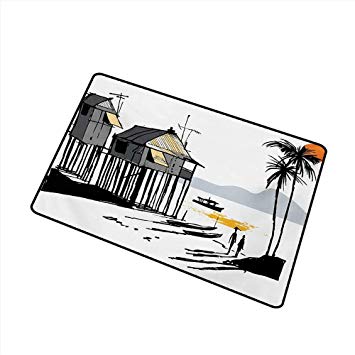 355x355 washable doormat coastal sketchy fishing village