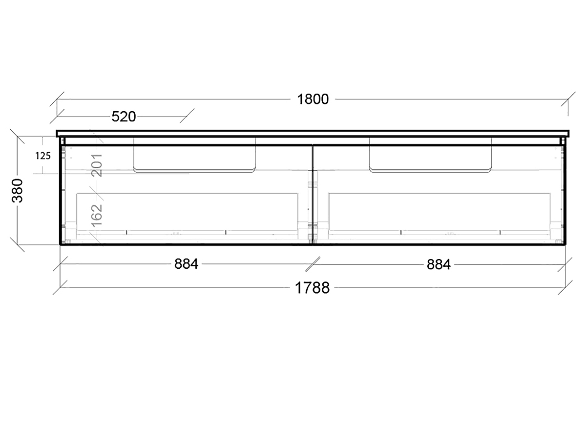 1200x900 posh solus vanity unit wall hung drawer double bowl