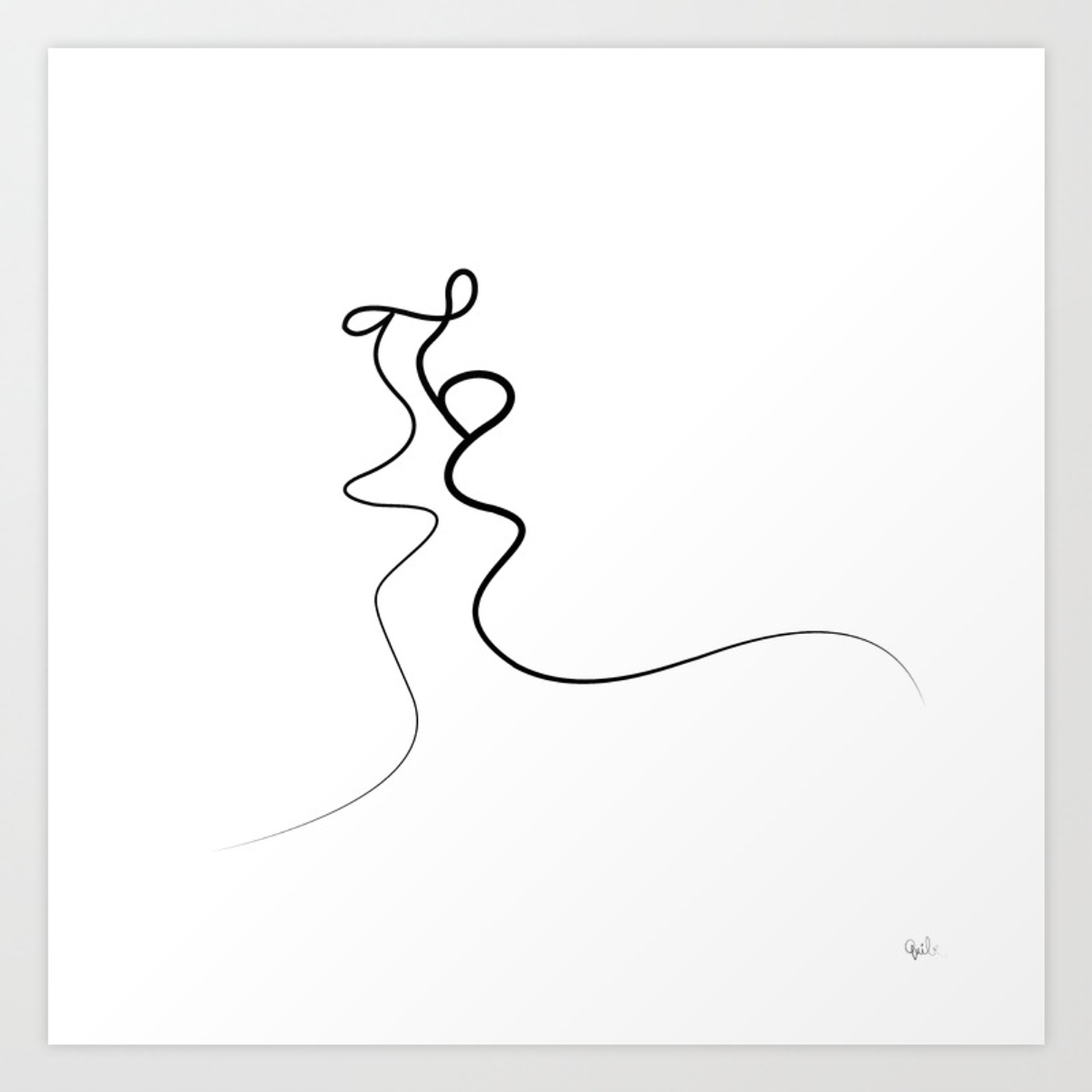 1500x1500 Kiss On White Art Print