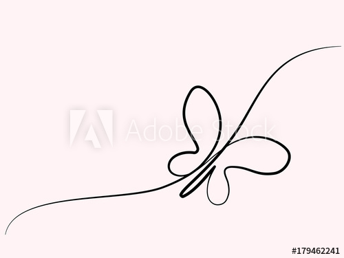 500x375 Continuous One Line Drawing Flying Butterfly Logo Vector