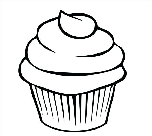585x524 Cupcake Drawing Template For Kids Cup Cake Birthday Card