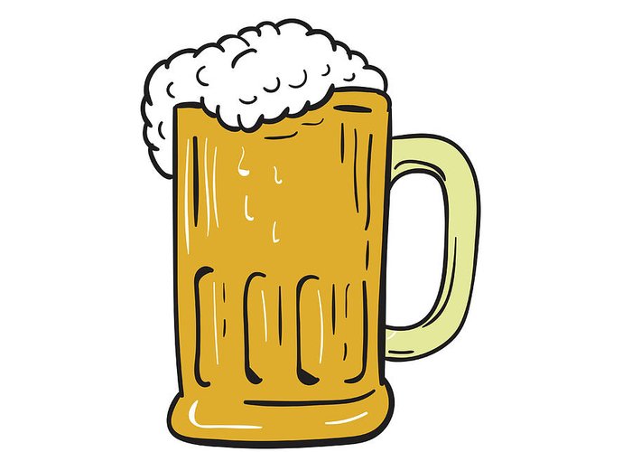 700x500 Beer Mug Drawing Greeting Card For Sale