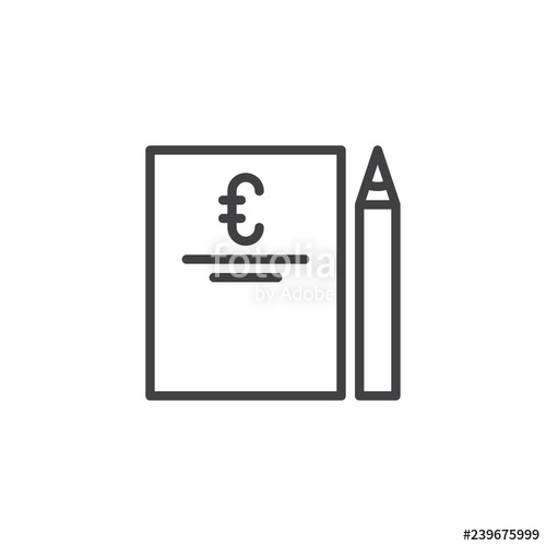 500x500 euro invoice and pen outline icon linear style sign for mobile