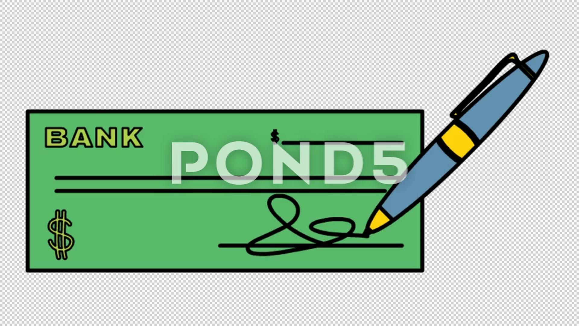 1920x1080 bank cheque icon line drawing animation transparent vector motion