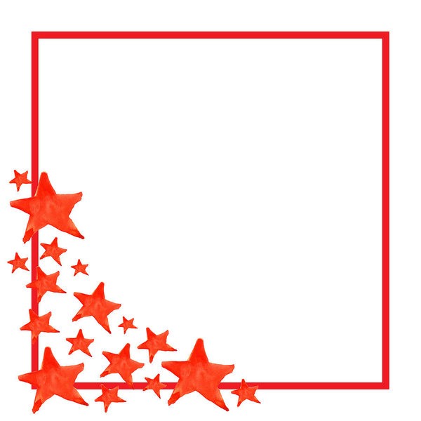 600x600 Watercolor Five Pointed Star Symbol Frame Template Background Art