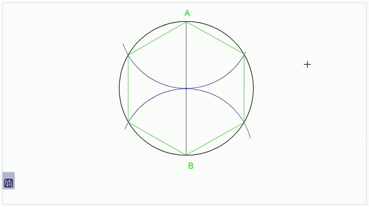 1280x720 divide a circle into six equal parts and inscribe thereon