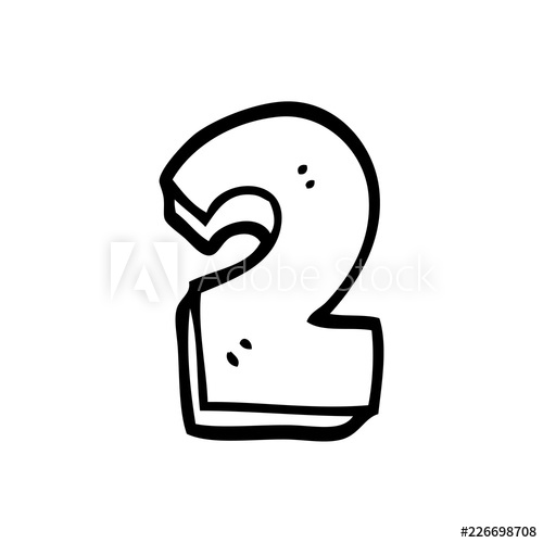 500x500 Line Drawing Cartoon Number Two