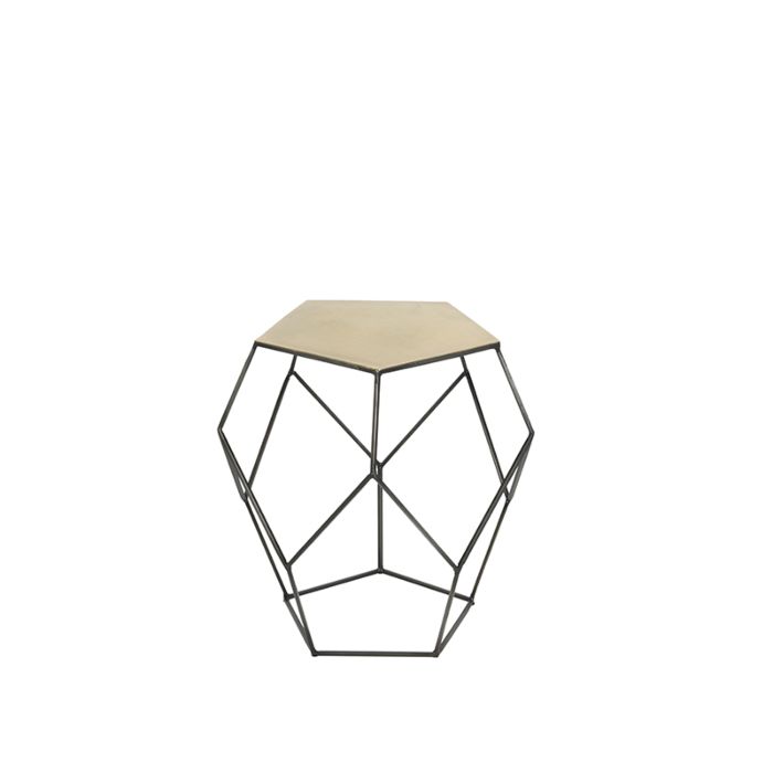 700x700 Side Table Pentagon Zinc With Matte Brass Top