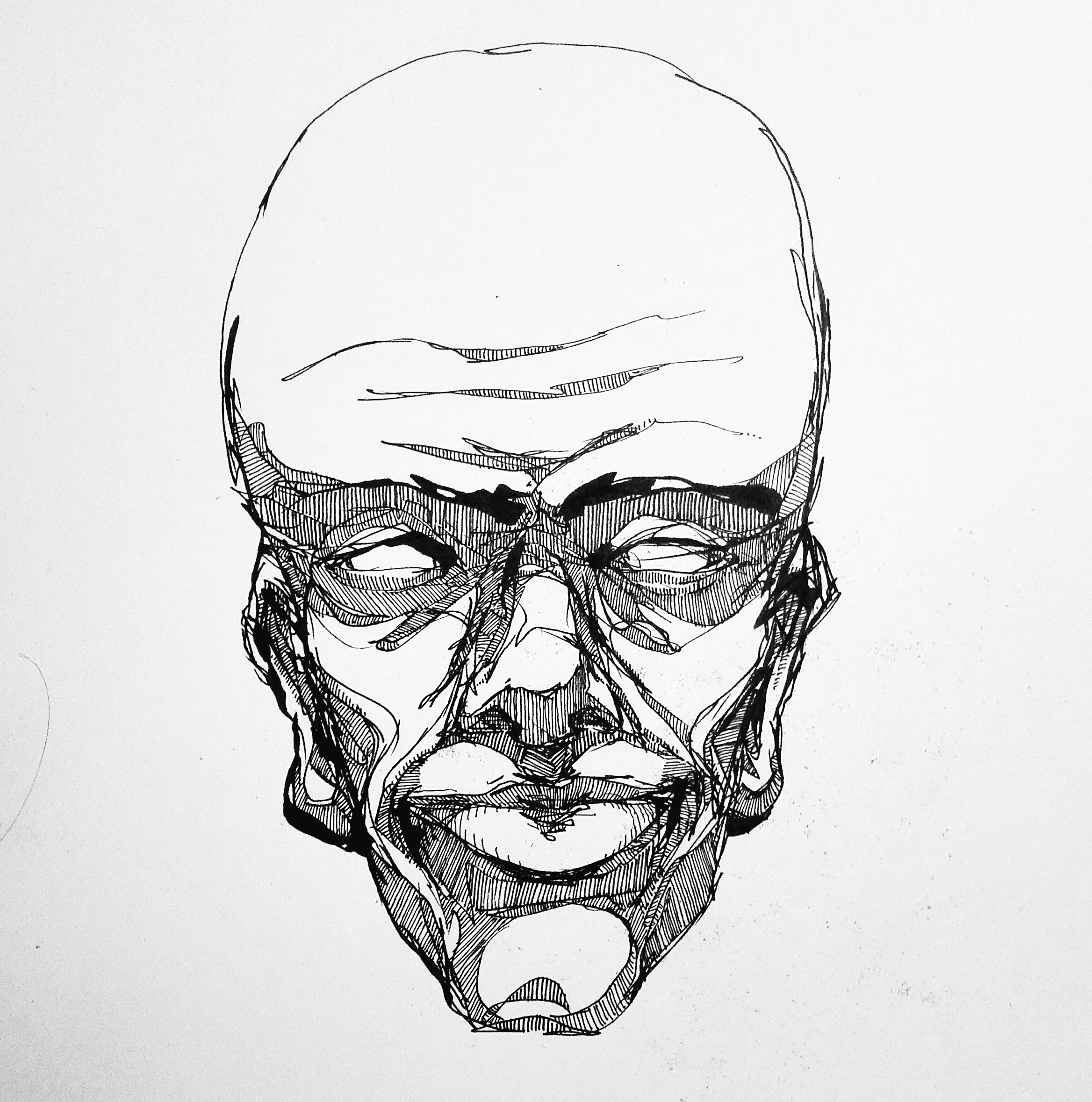 2336x2358 Smirk, Pen And Ink, Art