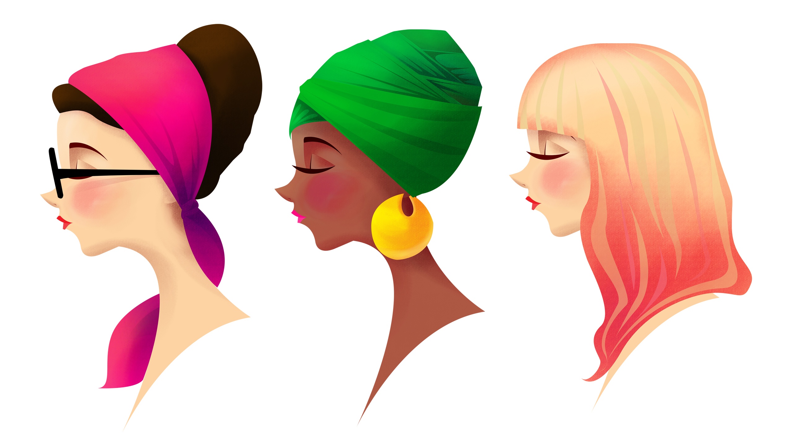 2560x1440 Illustration Draw Character's Profiles Free Adobe Photoshop