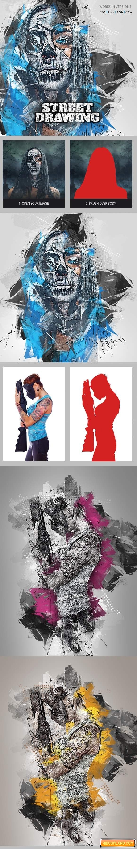 581x3585 Street Drawing Photoshop Action Free Download Free Graphic