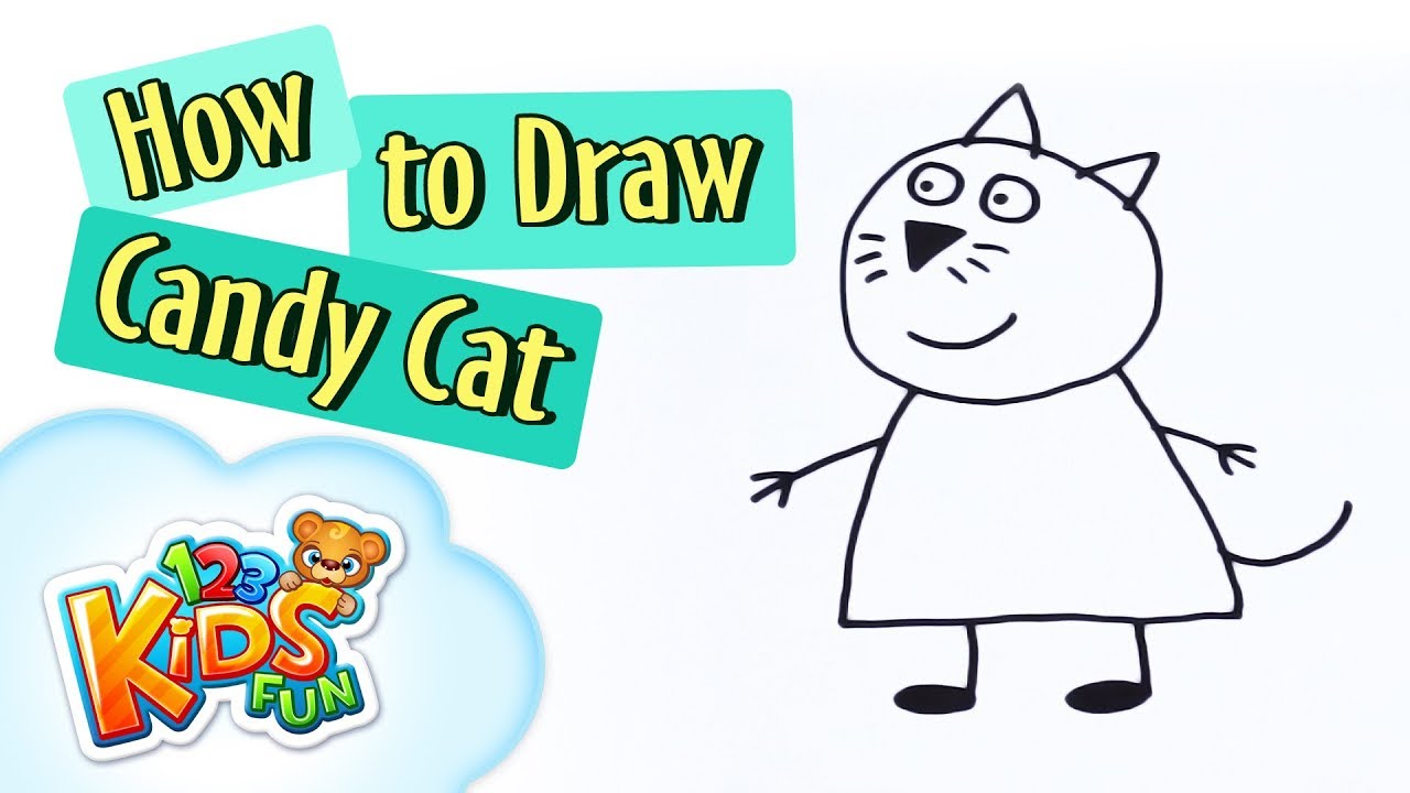 1280x720 How To Draw Candy Cat Peppa Pig Drawing Kids Fun