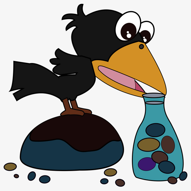 650x651 Cartoon Vector Children Drawing Crow Drinking Water Story Image