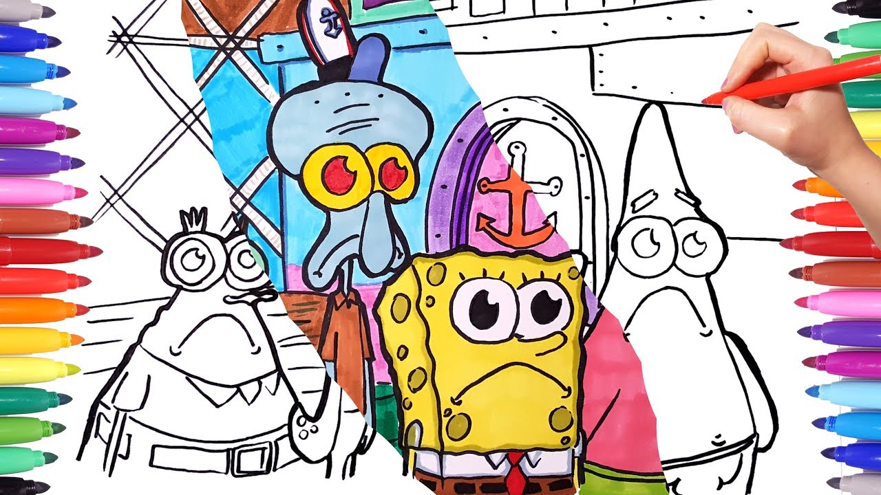 1280x720 spongebob coloring pages for kids drawing and painting spongebob