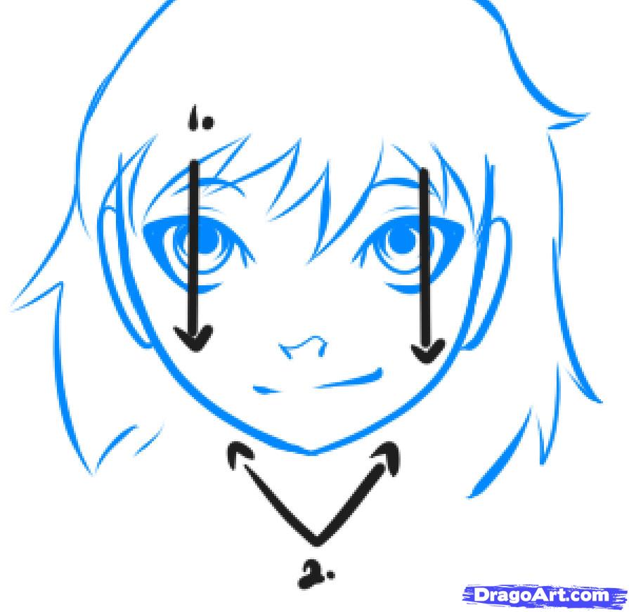 895x871 Draw An Easy Anime Face, Step