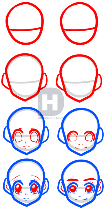 359x720 How To Draw An Anime Face For Beginners, Step