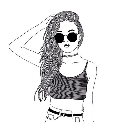 500x491 Drawing Art Girl Black And White Fashion Style Bampw Black Grunge