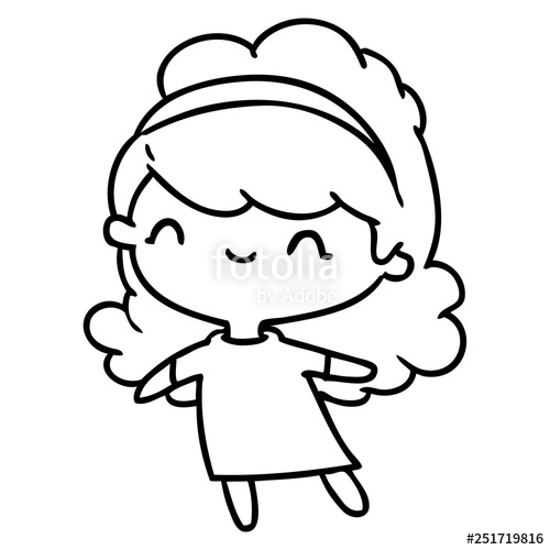 500x500 Line Drawing Kawaii Girl With Head Band Stock Image And Royalty