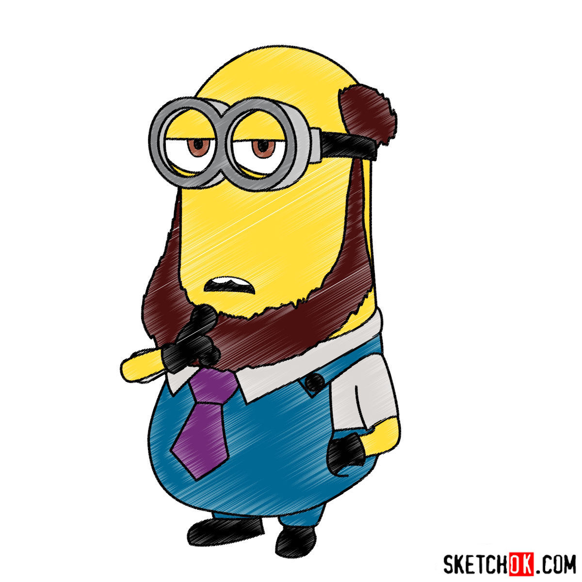 1200x1200 How To Draw Minion Kevin With Beard