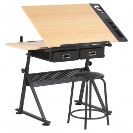 265x265 drawing board table with stool adjustable hartleys
