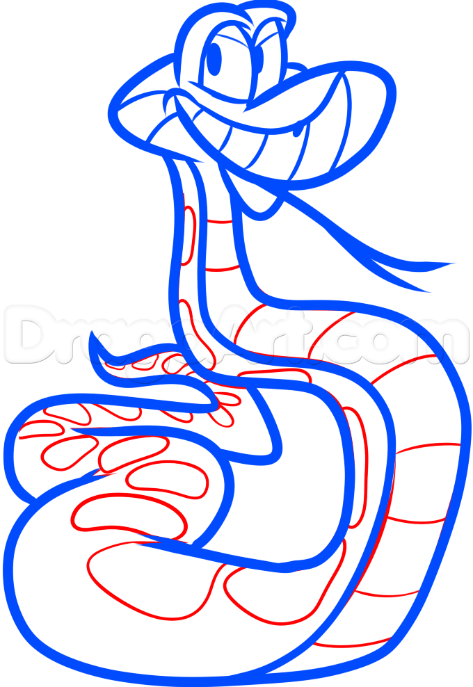 680x988 How To Draw Kaa From Jungle Book History Odyssey