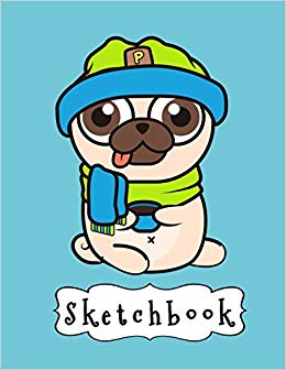 260x336 Buy Sketchbook Cute Pug Dog With Scalf Hat, Large Blank