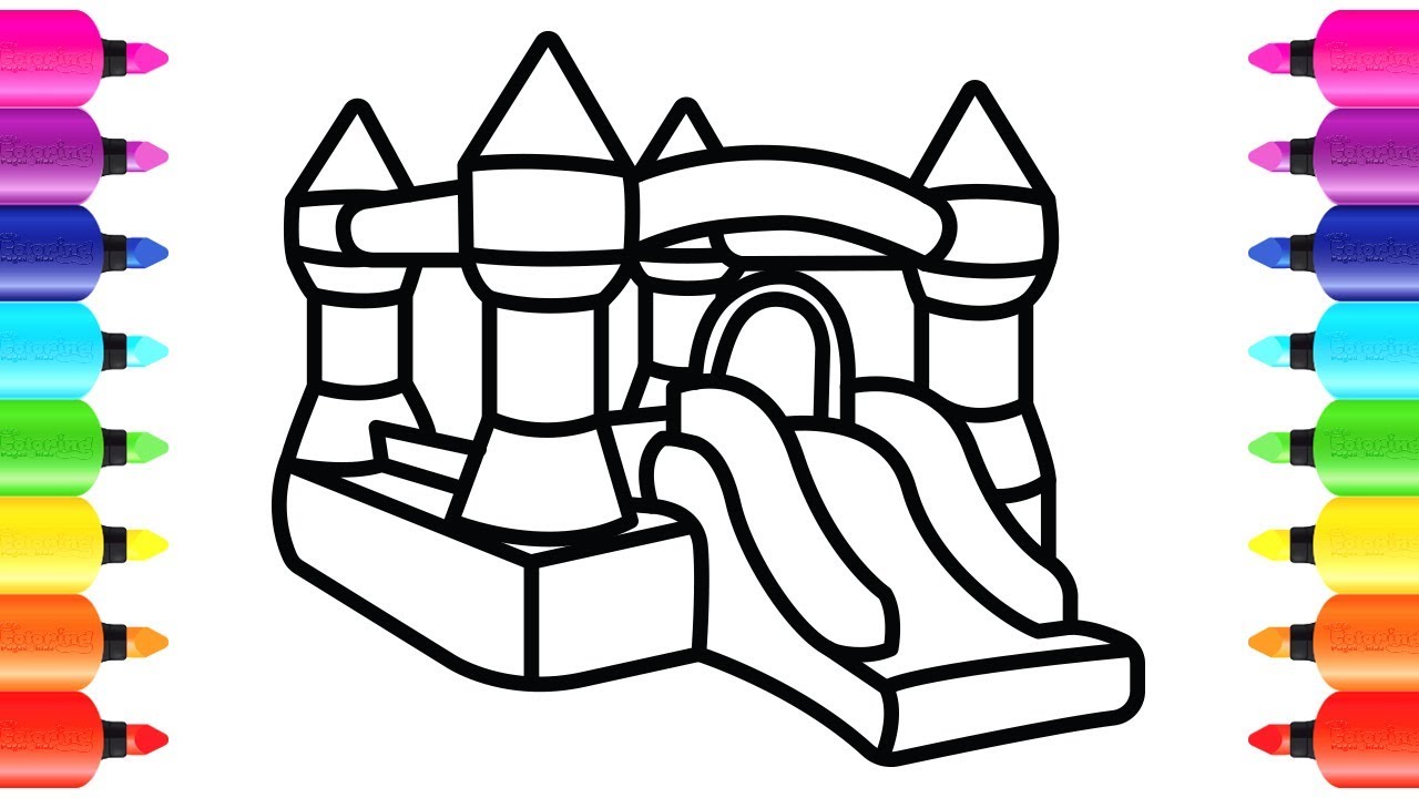 1280x720 How To Draw Bouncy Castle Playground Coloring Book For Children