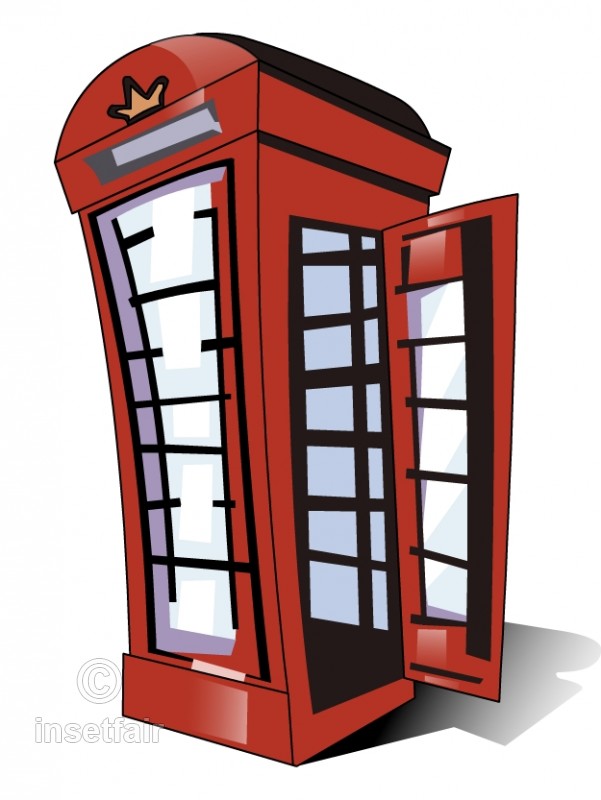 601x800 Red Public Telephone Booth Vector Drawing