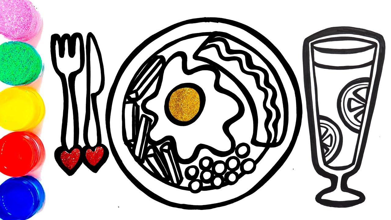1280x720 Glitter Breakfast And Lemonade Coloring And Drawing Learn Colors
