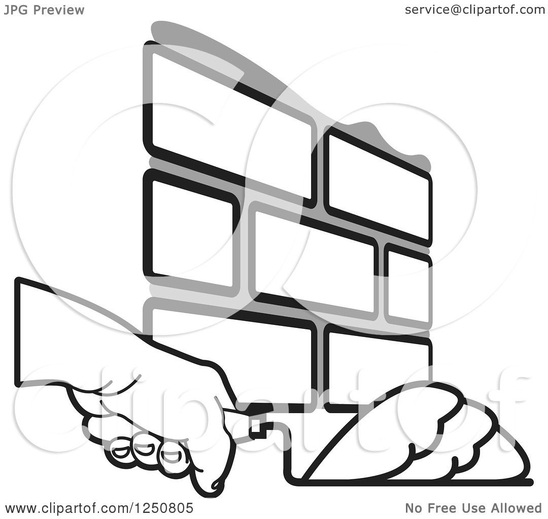 1080x1024 Clipart Of A Mason Hand Laying Bricks