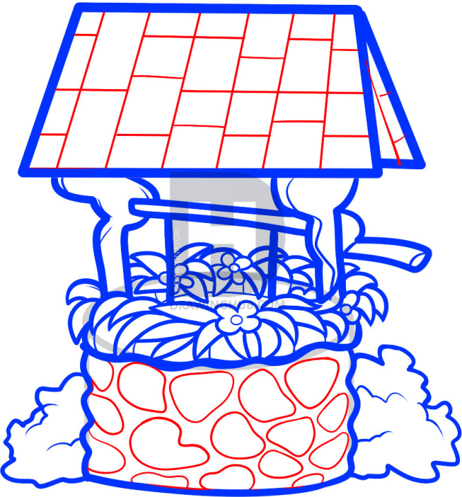 669x720 How To Draw A Well, Wishing Well, Step
