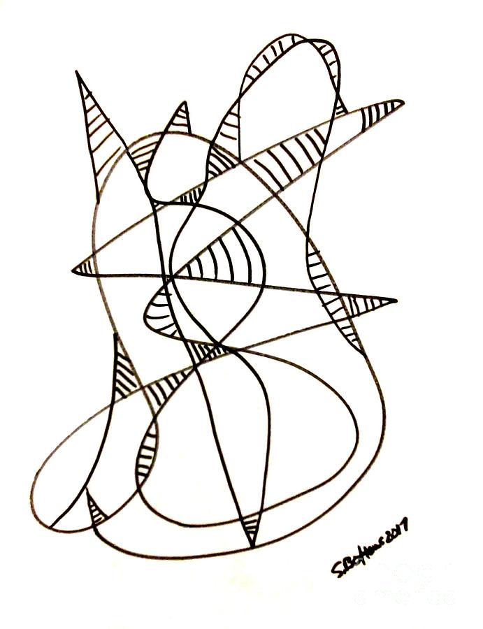 691x900 Abstract Cat Drawing
